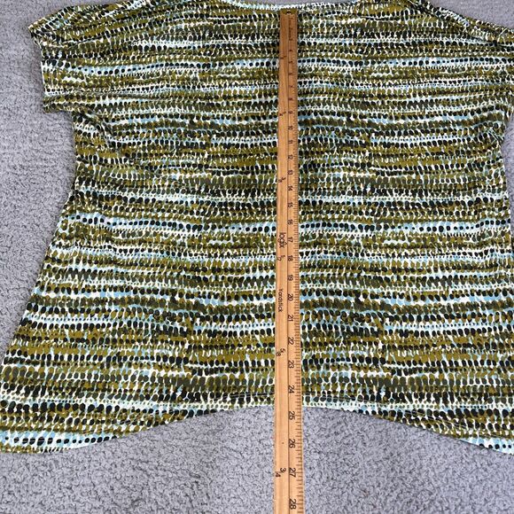 J. Jill Perfect Pima Top Womens XL Green Blue Short Sleeve Scoop Neck Cotton - Picture 7 of 10